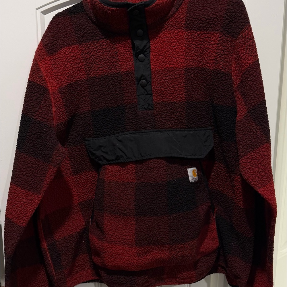 Carhartt Red and Black Checkered Fleece Pullover